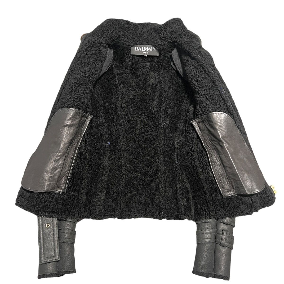Balmain BALMAIN Black Shearling and Leather Riders Jacket Size S / US 4 / IT 40 - 4 Thumbnail