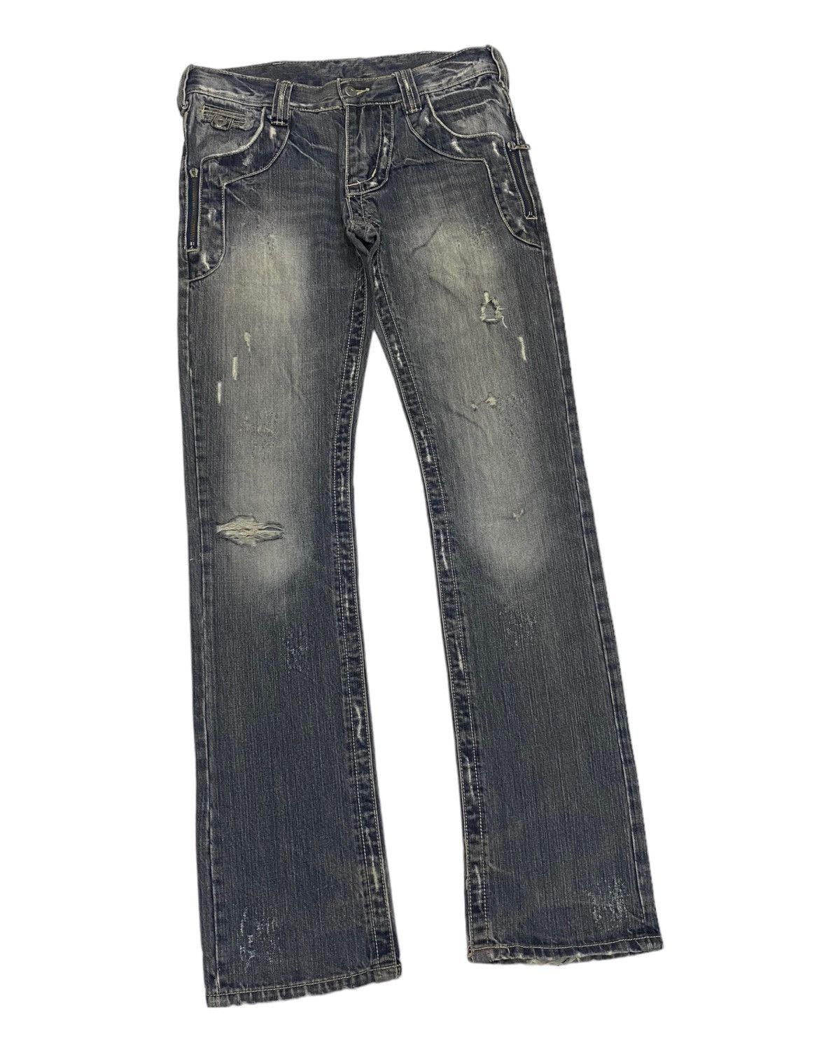 If Six Was Nine × Le Grande Bleu (L.G.B.) TAKA:Q JAPAN THRASHED DISTRESSED DENIM JEANS ZIPPED POCKET Size US 32 / EU 48 - 6 Thumbnail