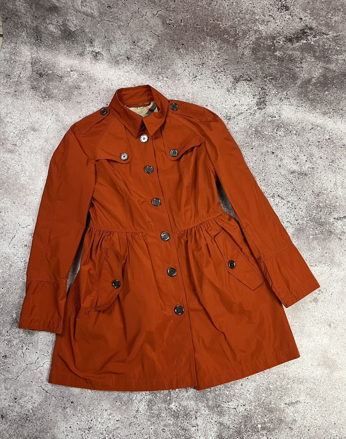 Burberry Burberry Brit Orange Trench Coat Nova Check Lightweight Size S / US 4 / IT 40 - 5 Thumbnail