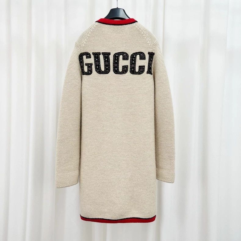 Gucci Gucci Embroidered Knit Cardigan with Red Trim-2506 Size S / US 4 / IT 40 - 2 Thumbnail