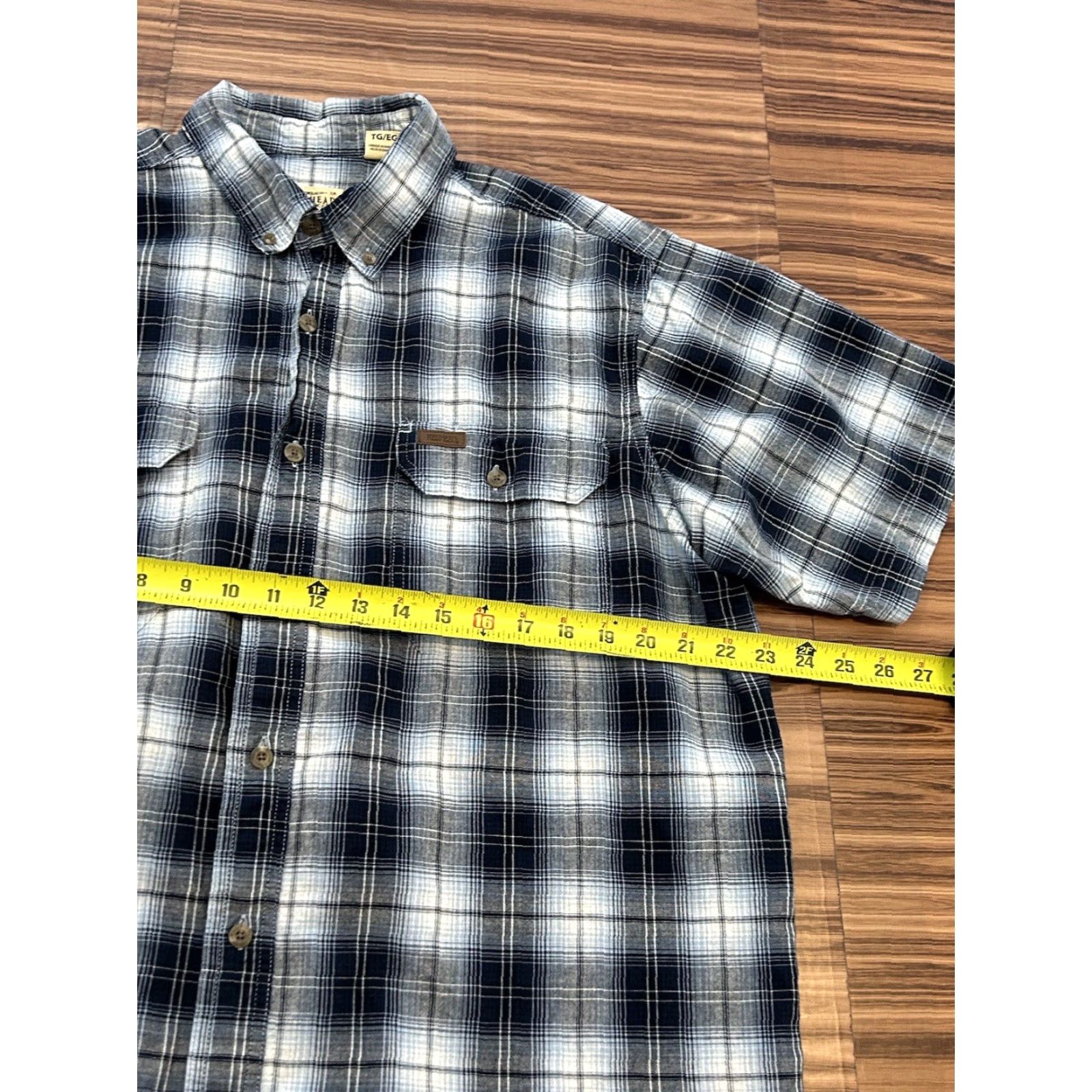 Vintage VINTAGE? RedHead WorkHorse Button-Down Shirt Short Sleeves Blue Plaid XL? Size US XL / EU 56 / 4 - 3 Thumbnail
