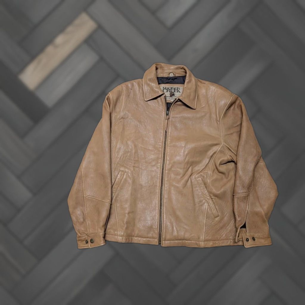 Vintage VINTAGE Madison Creek Motorcycle Jacket L Lambskin Leather Brown Patina 1990s Mens 44-46 Size US L / EU 52-54 / 3 - 1 Thumbnail
