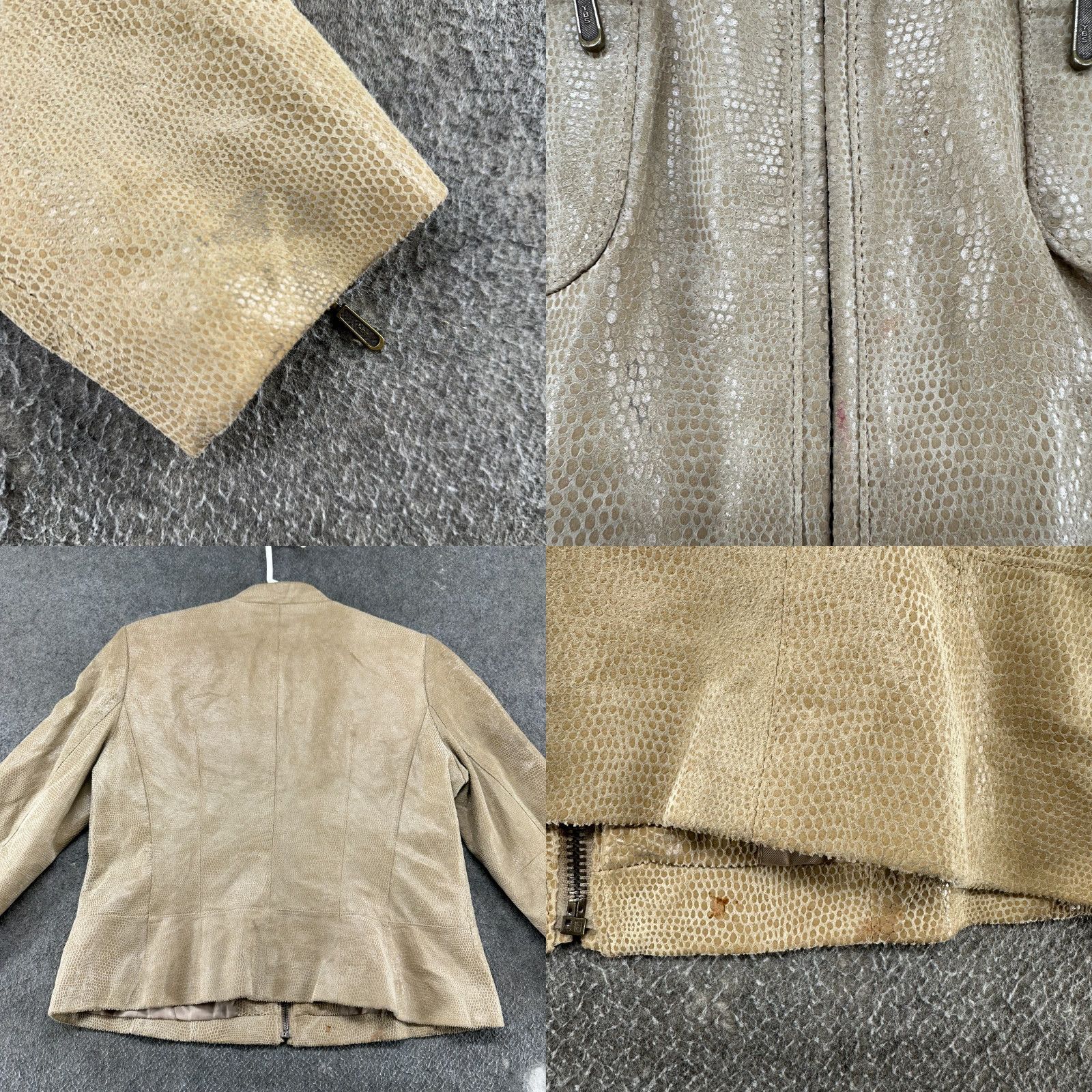 Alfani VINTAGE Alfani Jacket Womens Petite PM Beige Leather Snakeskin Zip Full Lined 90s Biker Motorcycle Snake Spring Fall Winter Womens Size M / US 6-8 / IT 42-44 - 8 Thumbnail