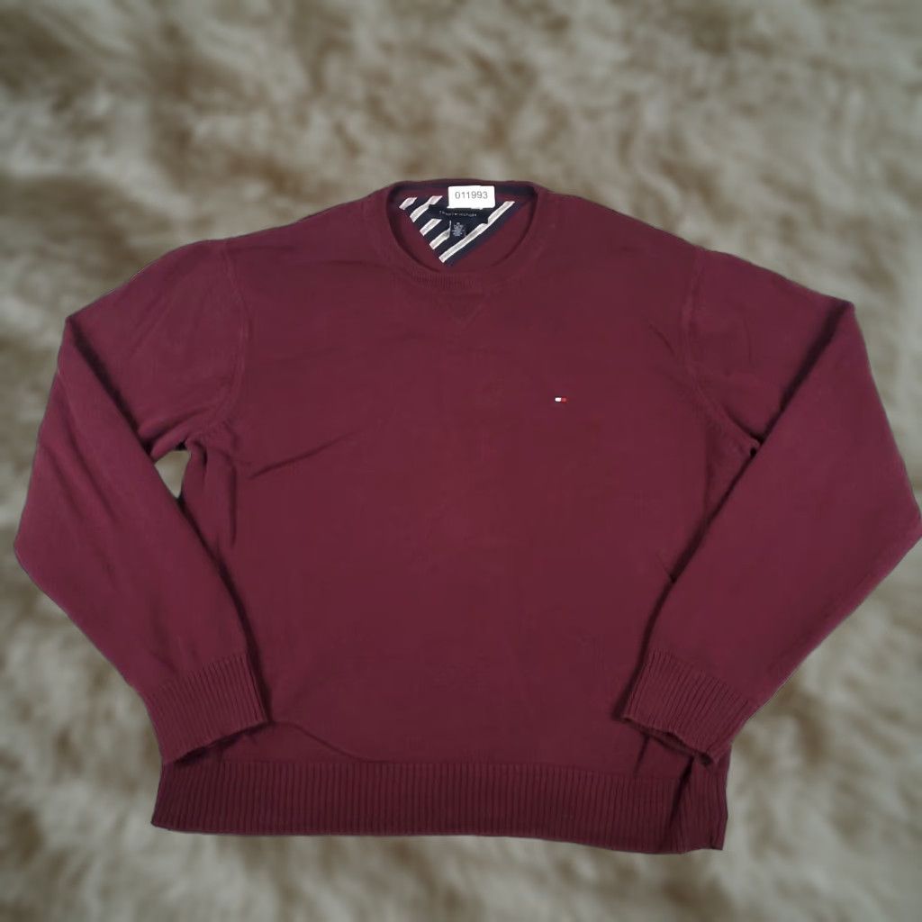 Tommy Hilfiger Tommy Hilfiger Mens Burgundy Casual Long Sleeve Pullover Sweater Shirt Extra Large XL Size US XL / EU 56 / 4 - 1 Thumbnail