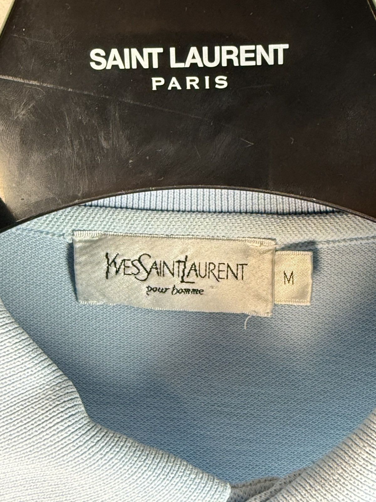 Yves Saint Laurent White/Blue YSL Polo Big Logo YSL Shirt Size US M / EU 48-50 / 2 - 4 Thumbnail