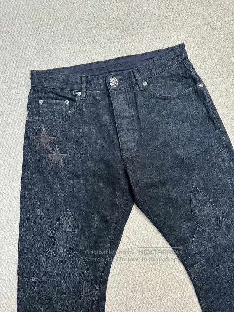 Chrome Hearts CHROME HEARTS 32 Star leather flame jeans Size US 32 / EU 48 - 2 Thumbnail
