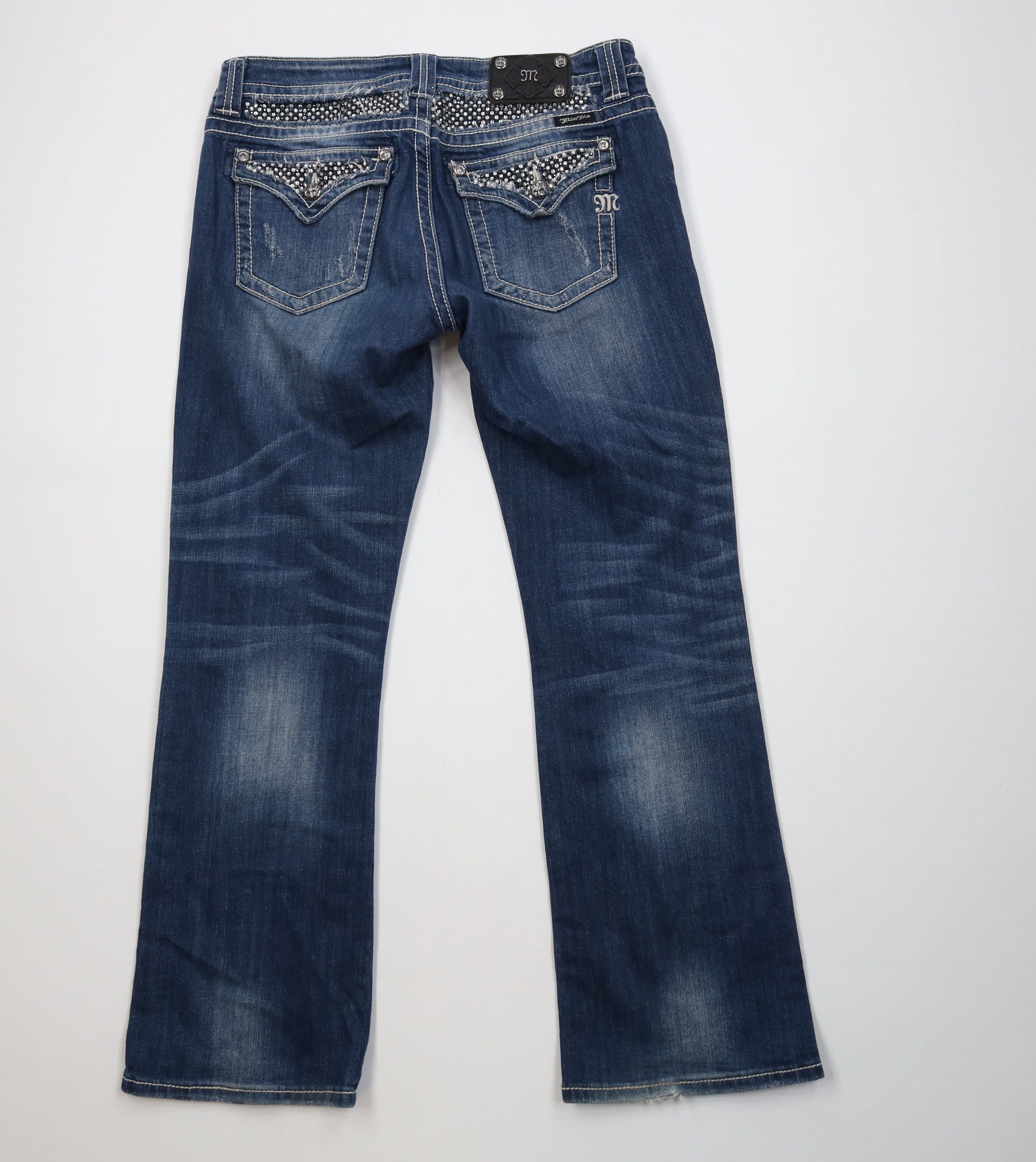 Miss Me Miss Me Rhinestone Thick Stitch Easy Boot Cut Flared Jeans Size 30" / US 8 / IT 44 - 12 Thumbnail