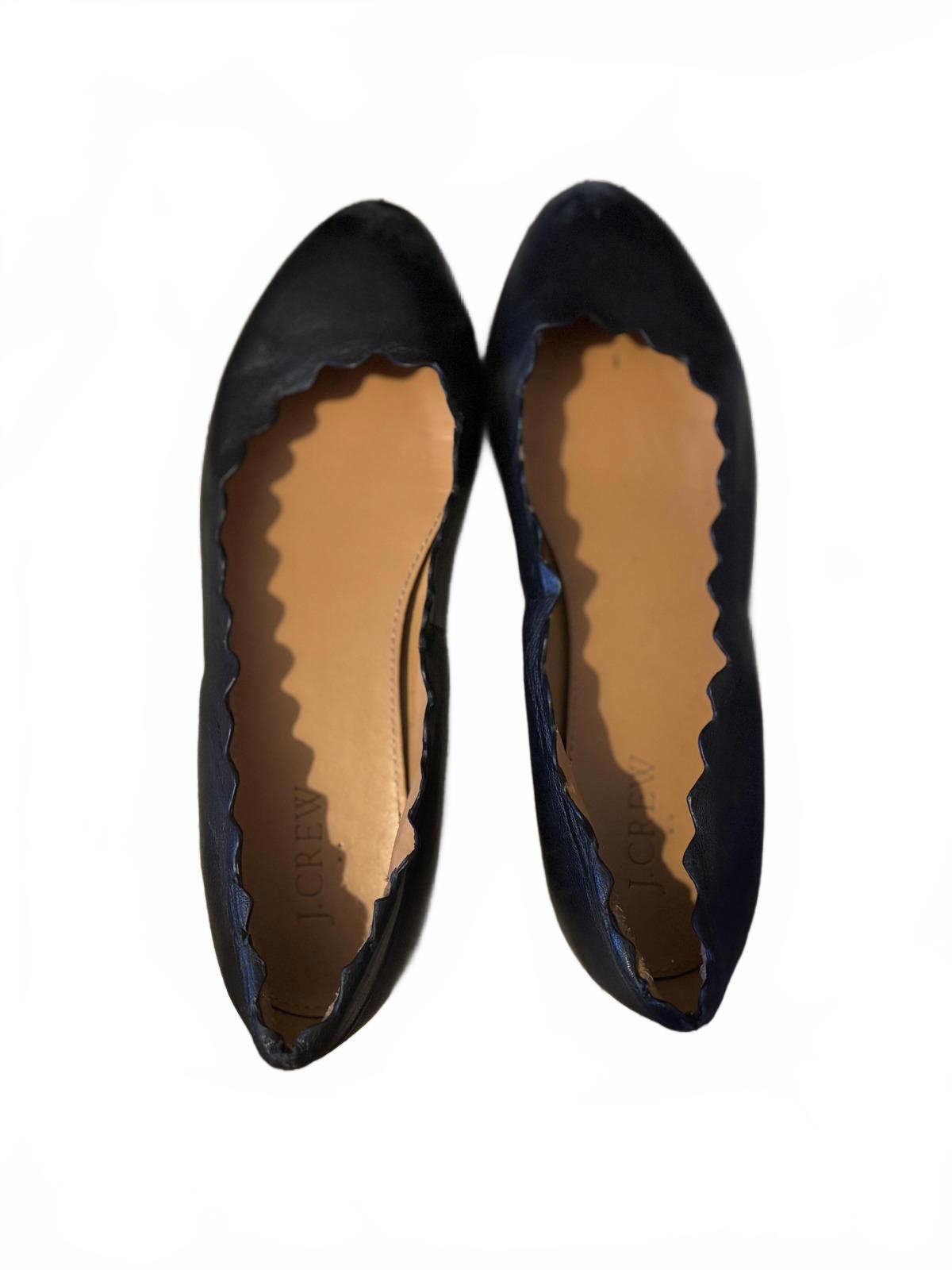 J.Crew J.Crew Black Leather Women's Flats with Scalloped Edges sz 7 Size US 7 / IT 37 - 6 Thumbnail