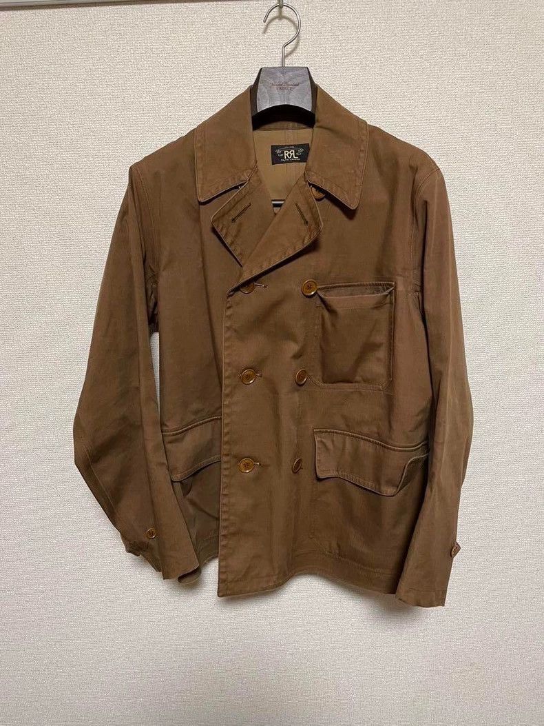 RRL Vintage Brown Double-Breasted Trench Jacket