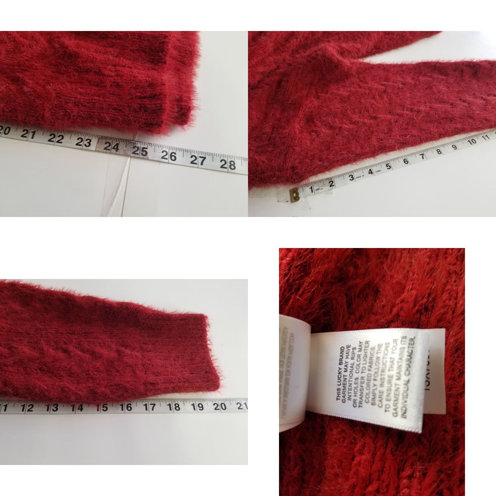Lucky Brand Lucky Brand Womens Sweater XL Burgundy V Neck Relaxed Distressed Pullover Shaggy Size XL / US 12-14 / IT 48-50 - 8 Thumbnail