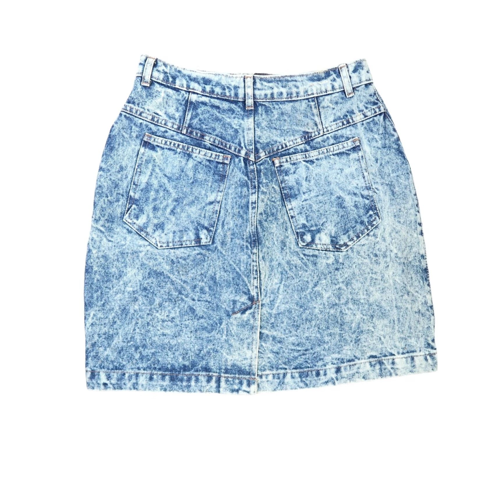 Gap VINTAGE Gap Denim Skirt Mini 90s 28" high-waisted Light Blue Cotton Womens M Short 1990s 80s Spring Summer Fall Skirt Womens Jeans Belted Size 32" / US 10 / IT 46 - 3 Thumbnail