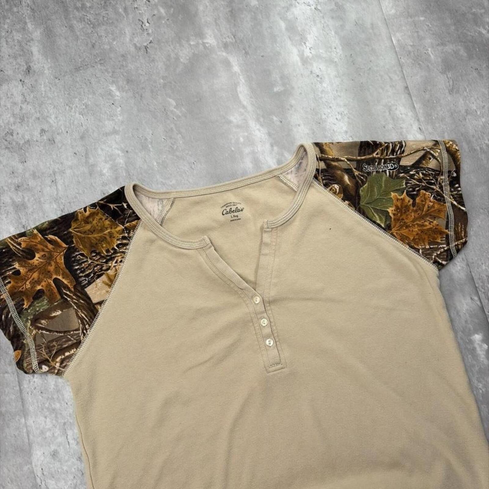 Cabelas Y2K Beige Cabela’s Camo Grunge Hunting Henley Shirt Size L / US 10 / IT 46 - 3 Thumbnail
