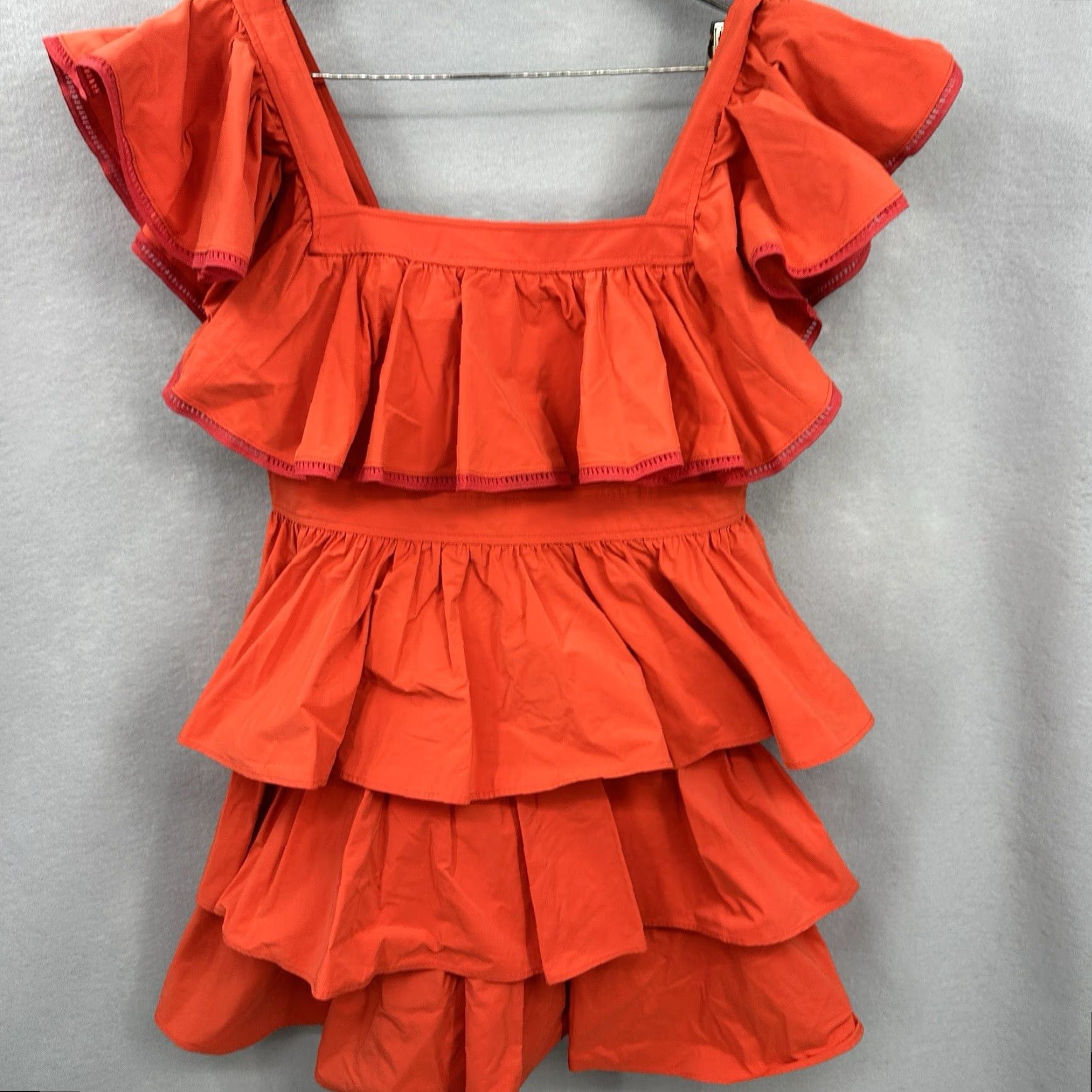 Vintage Toccin NY Mini Dress Womens 2 Tiered Red Tomato Ruffle Boho Cottagecore Quiet Dress Size XS / US 0-2 / IT 36-38 - 7 Thumbnail