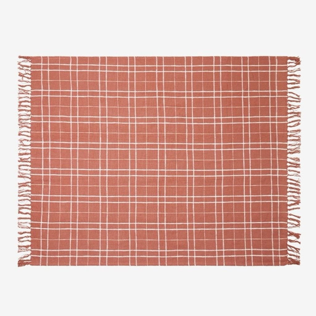 Other LITTLE KORBOOSE Woven Throw Blanket - Rust Size ONE SIZE - 5 Thumbnail