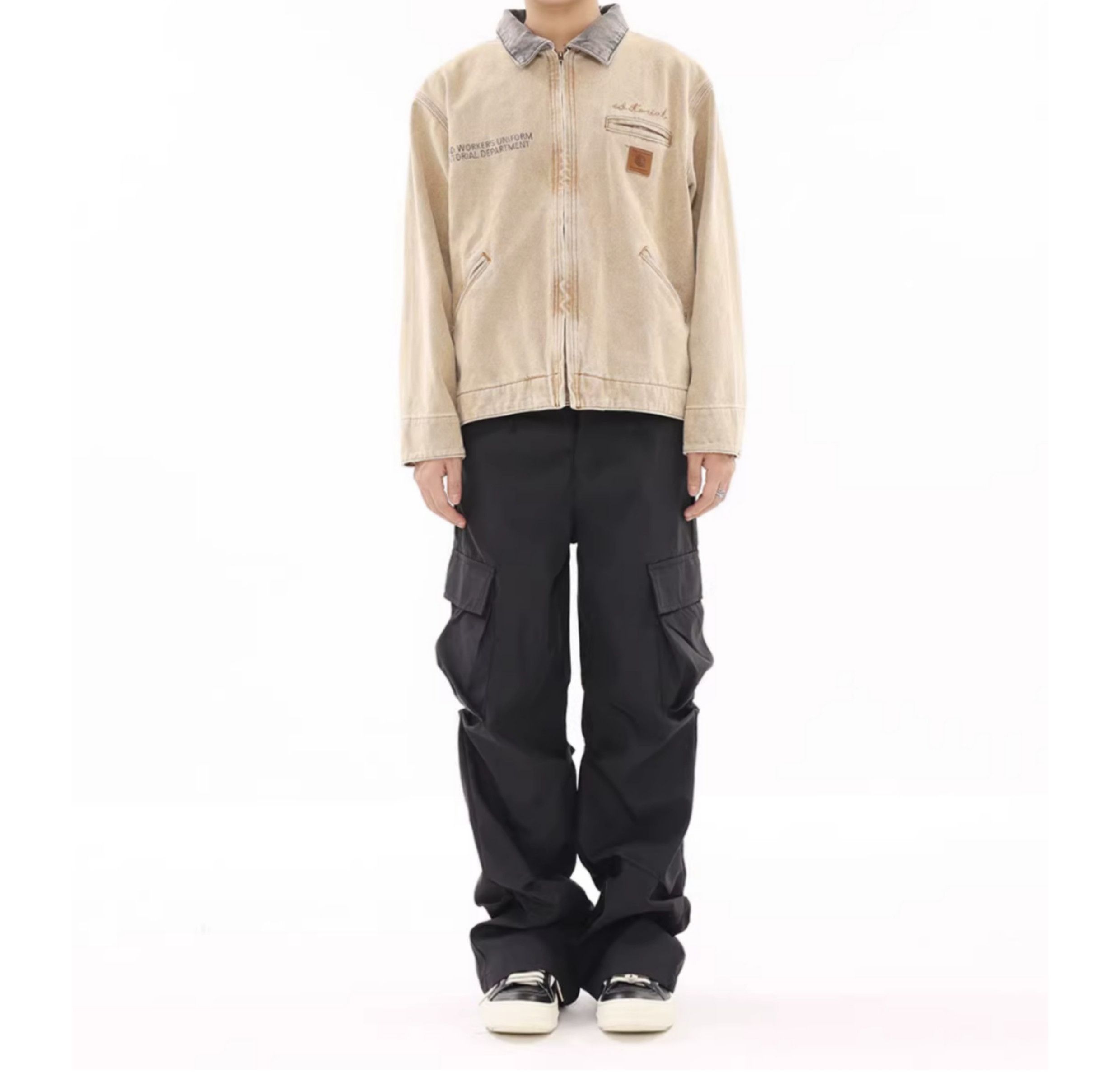 skate hiphop baggy stack pleated cargo pants