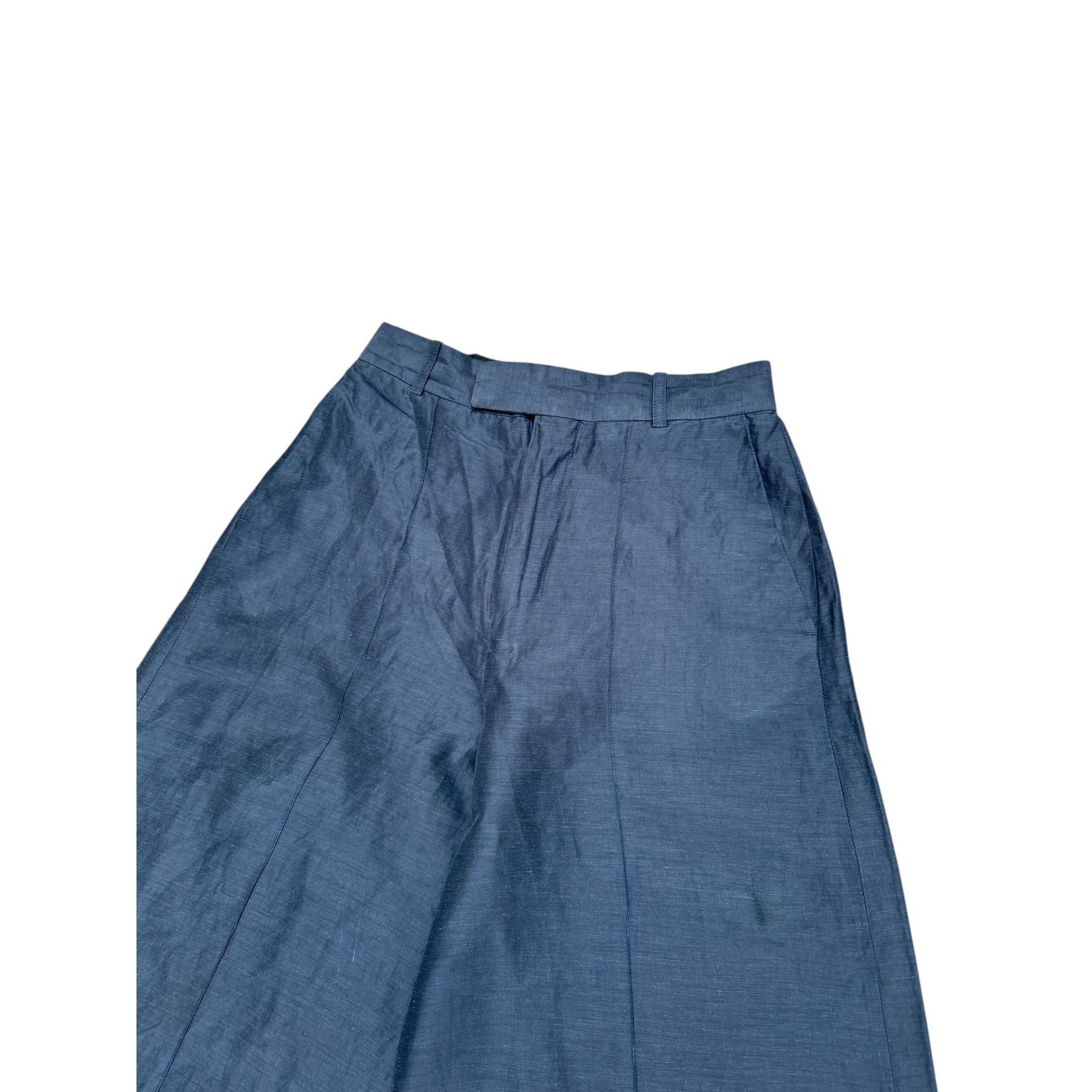 Celine Navy Wide-Leg Linen Pants Size 24" / US 00 / IT 34 - 3 Thumbnail