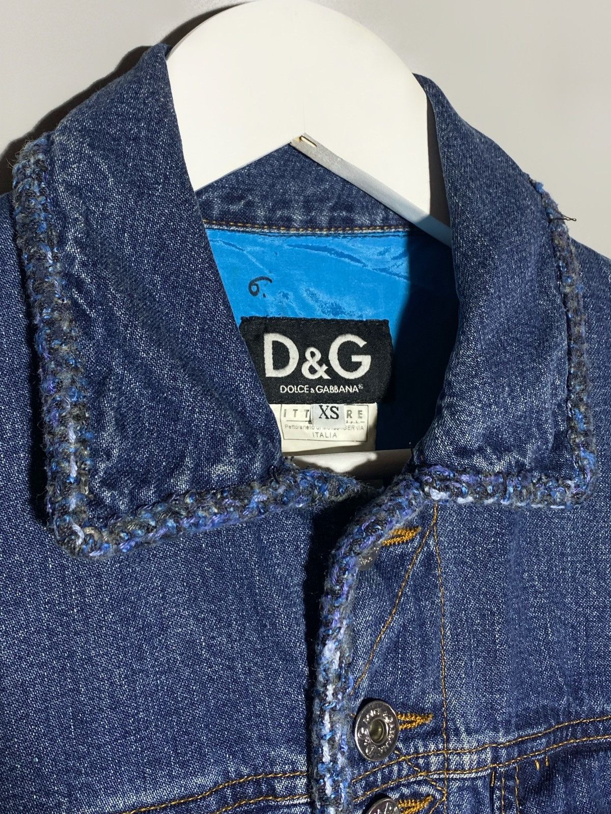 Dolce & Gabbana Dolce & Gabbana Button Down Tweed Detail Denim Jacket Size XS / US 0-2 / IT 36-38 - 4 Thumbnail