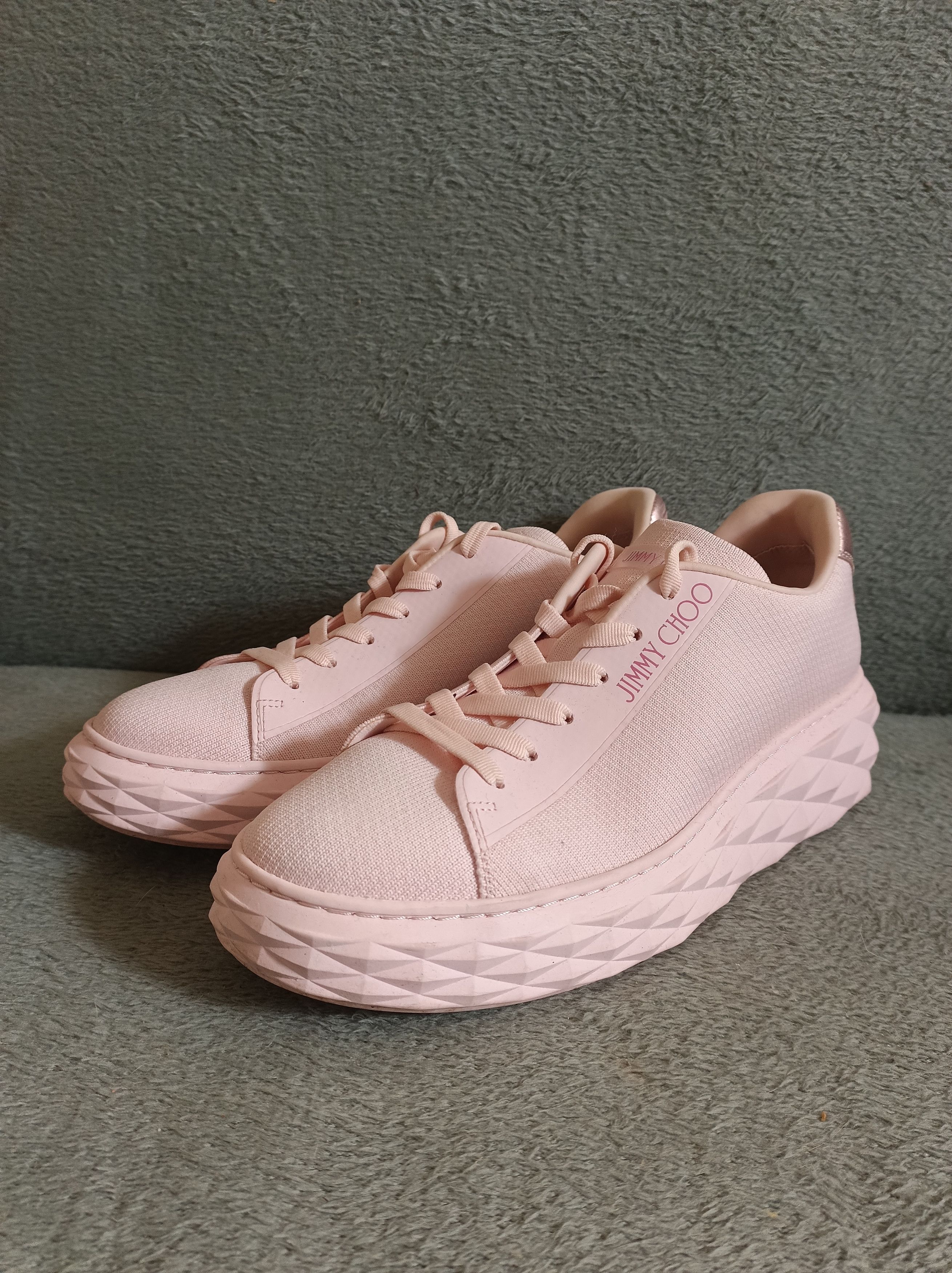 Jimmy Choo Jimmy Choo Pink Diamond Fabric Low Top Sneakers EU40 Size US 10 / IT 40 - 1 Thumbnail