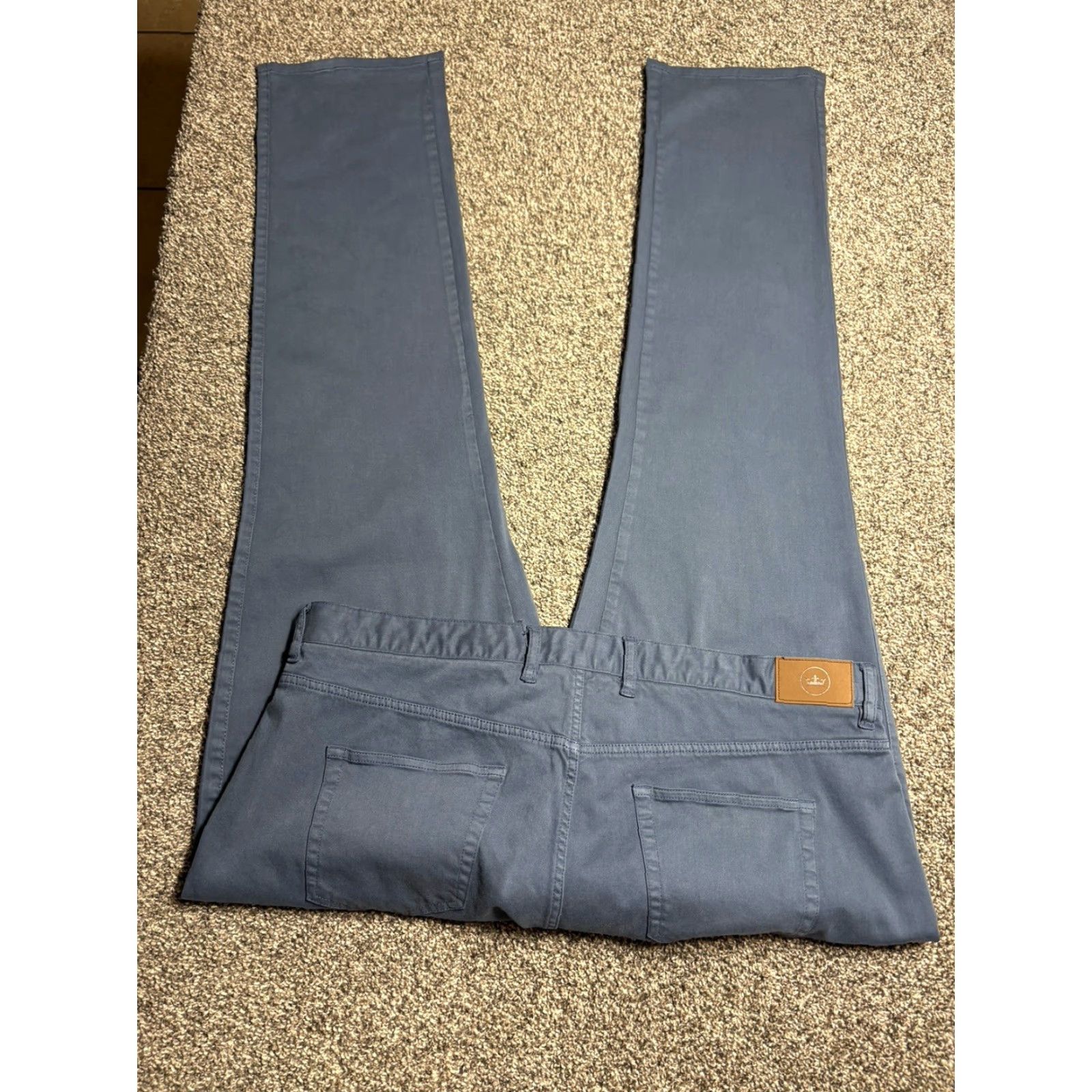 Peter Millar Peter Millar Ultimate Sateen Pants Mens 40x35 Blue 5 Pocket Golf ME0B39 Cross-Brand Logo Zipper Flat Front Chino Regular Straight Pant Mens Size US 40 / EU 56 - 6 Thumbnail