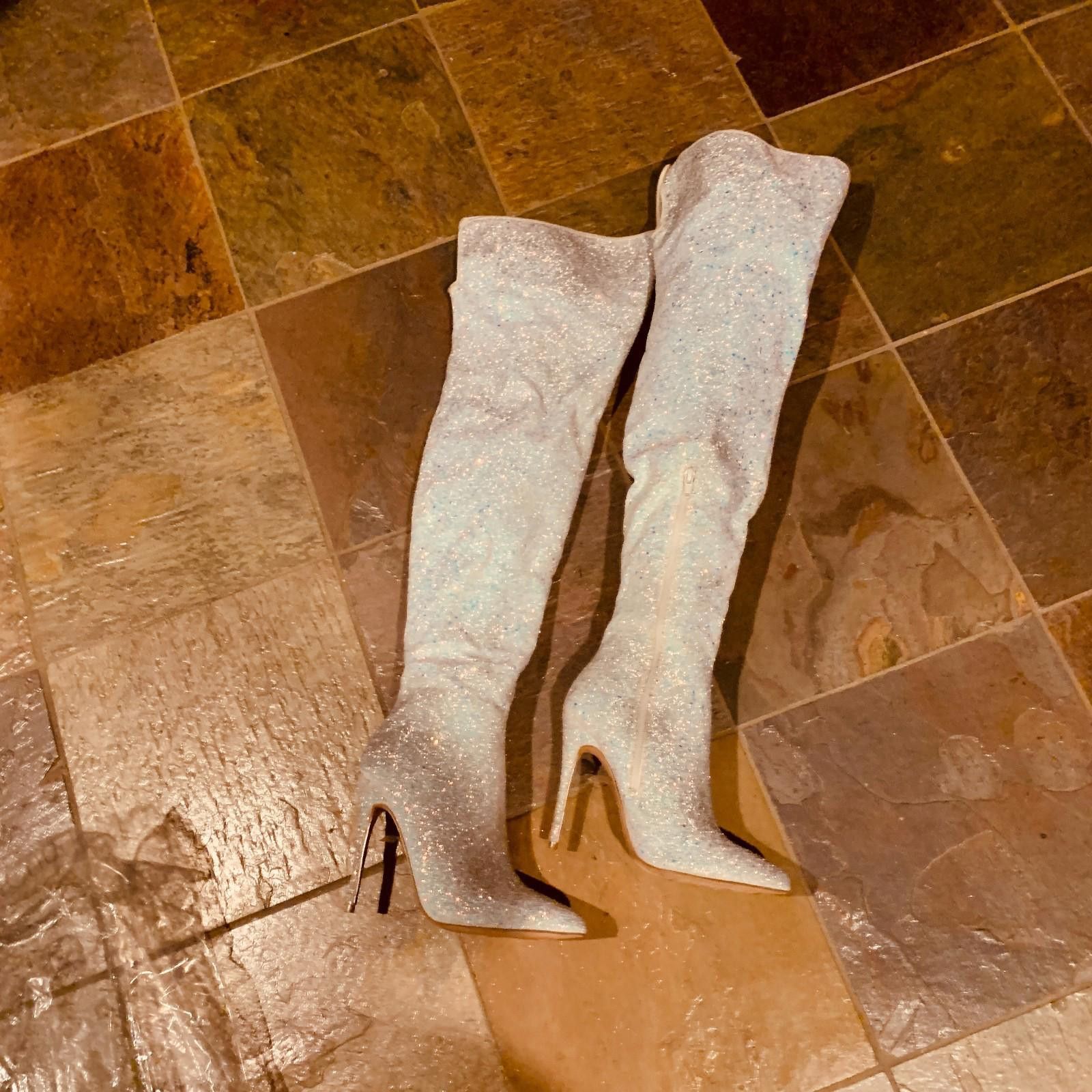 Pleasures COURTLY-3015 Women 5" Glitter Thigh High Boots Sz. 8 G125 Size US 8 / IT 38 - 2 Thumbnail