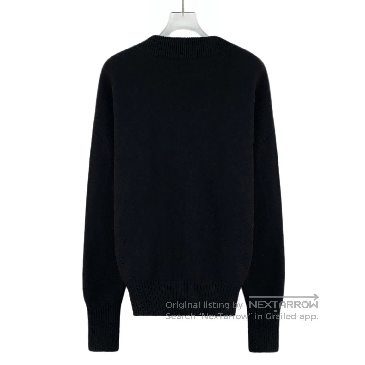 AMI Ami Black Heart Embroidered Wool V-neck Single Breasted Lo Size S / US 4 / IT 40 - 2 Thumbnail