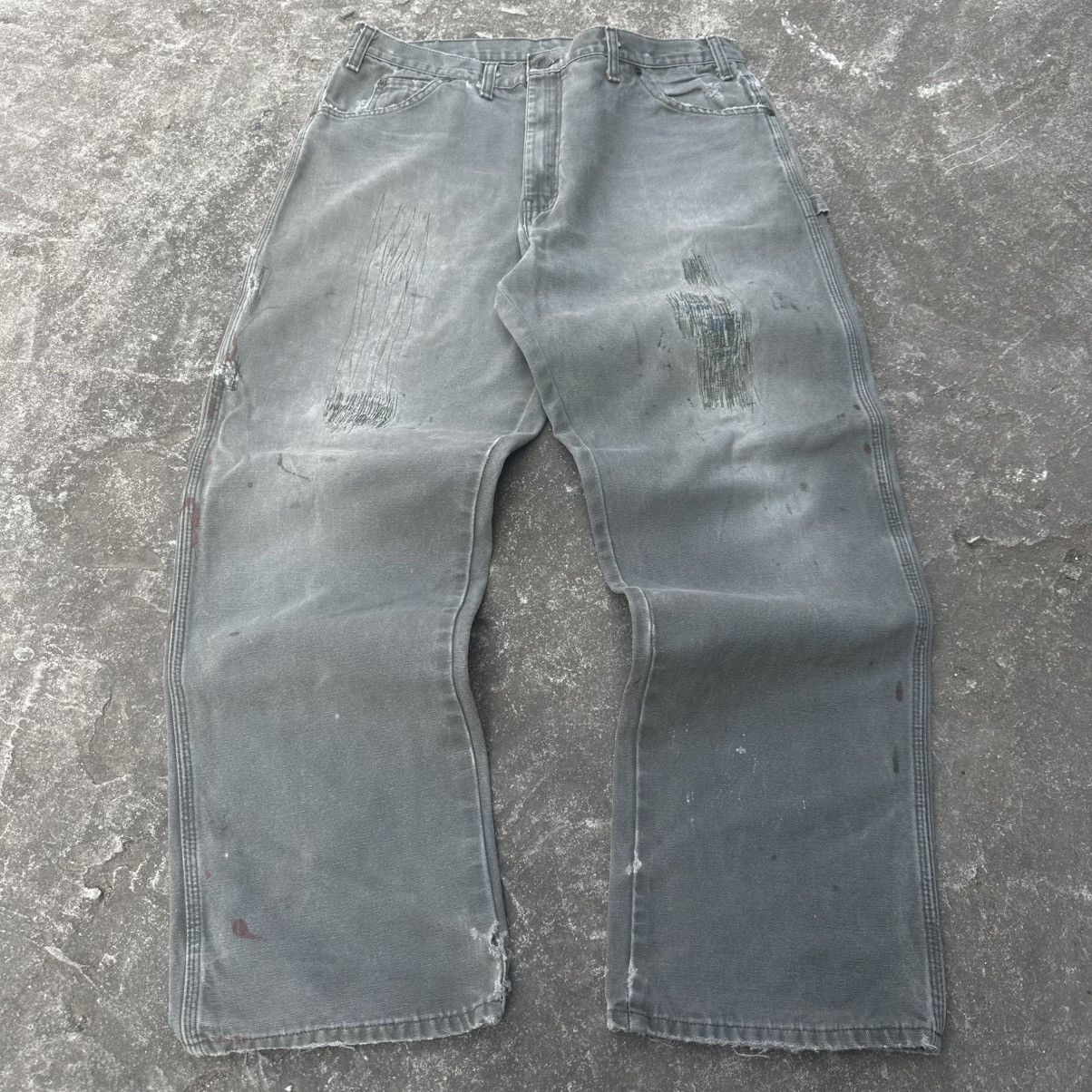 (36x31) Grail Distressed Faded Dickies Carpenter Pants Moss