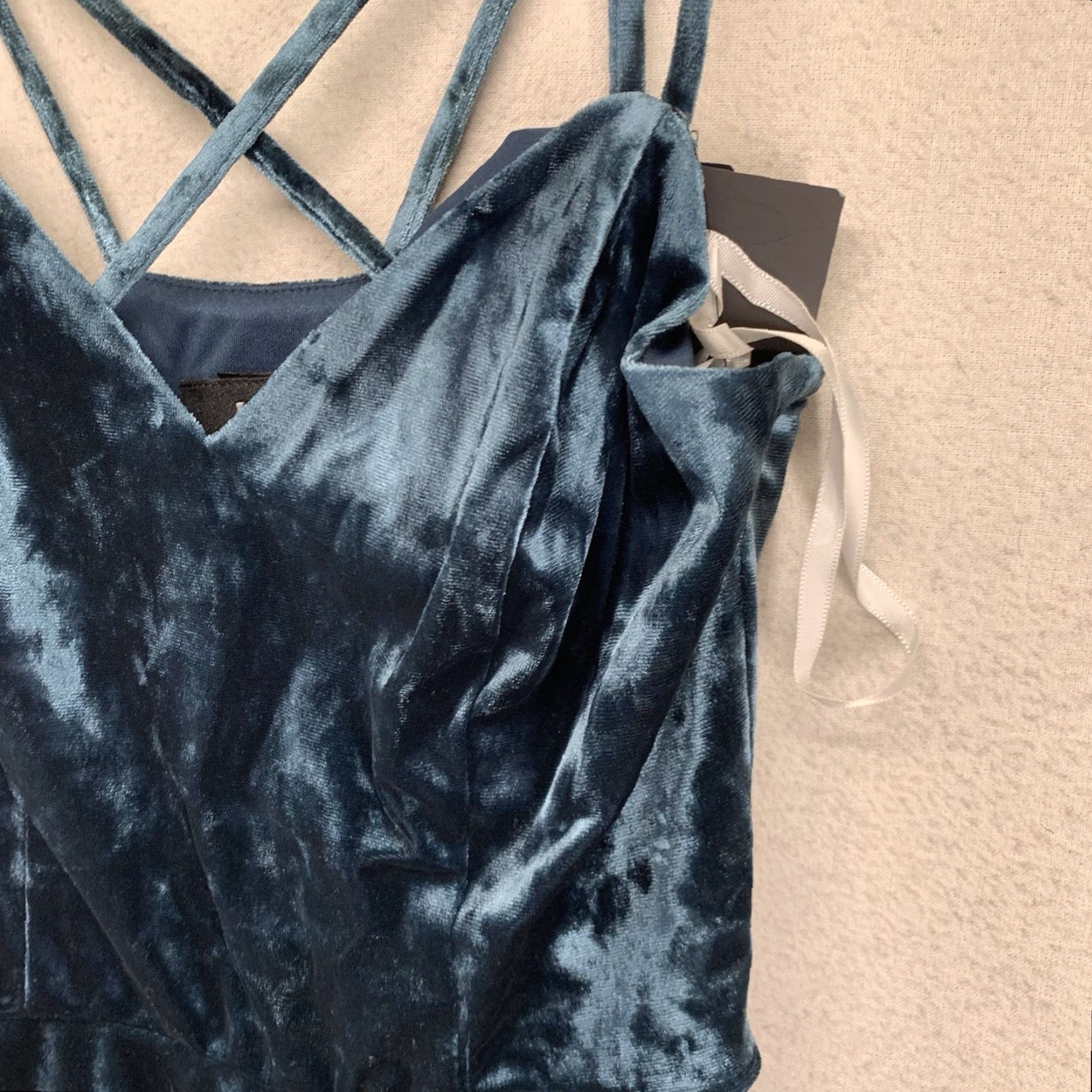 Vintage VINTAGE I.N. San Francisco Women Slip Dress 90's Velvet Dark Teal Y2K Small Stretch Size S / US 4 / IT 40 - 7 Thumbnail