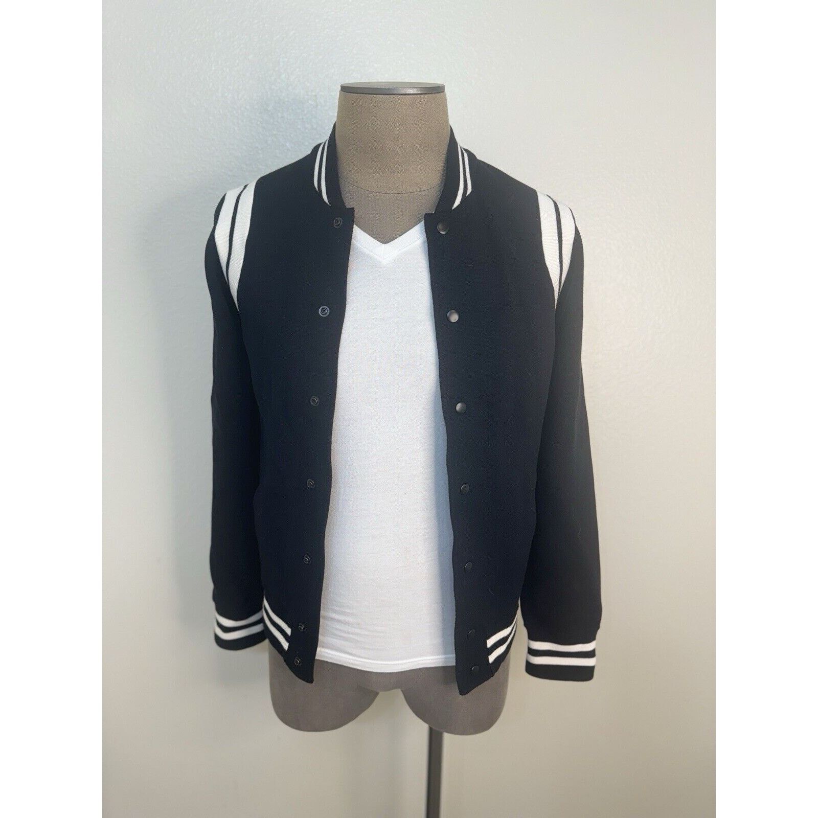 Vince Vince New York XS S Teddy Bomber Jacket Black White Grailed
