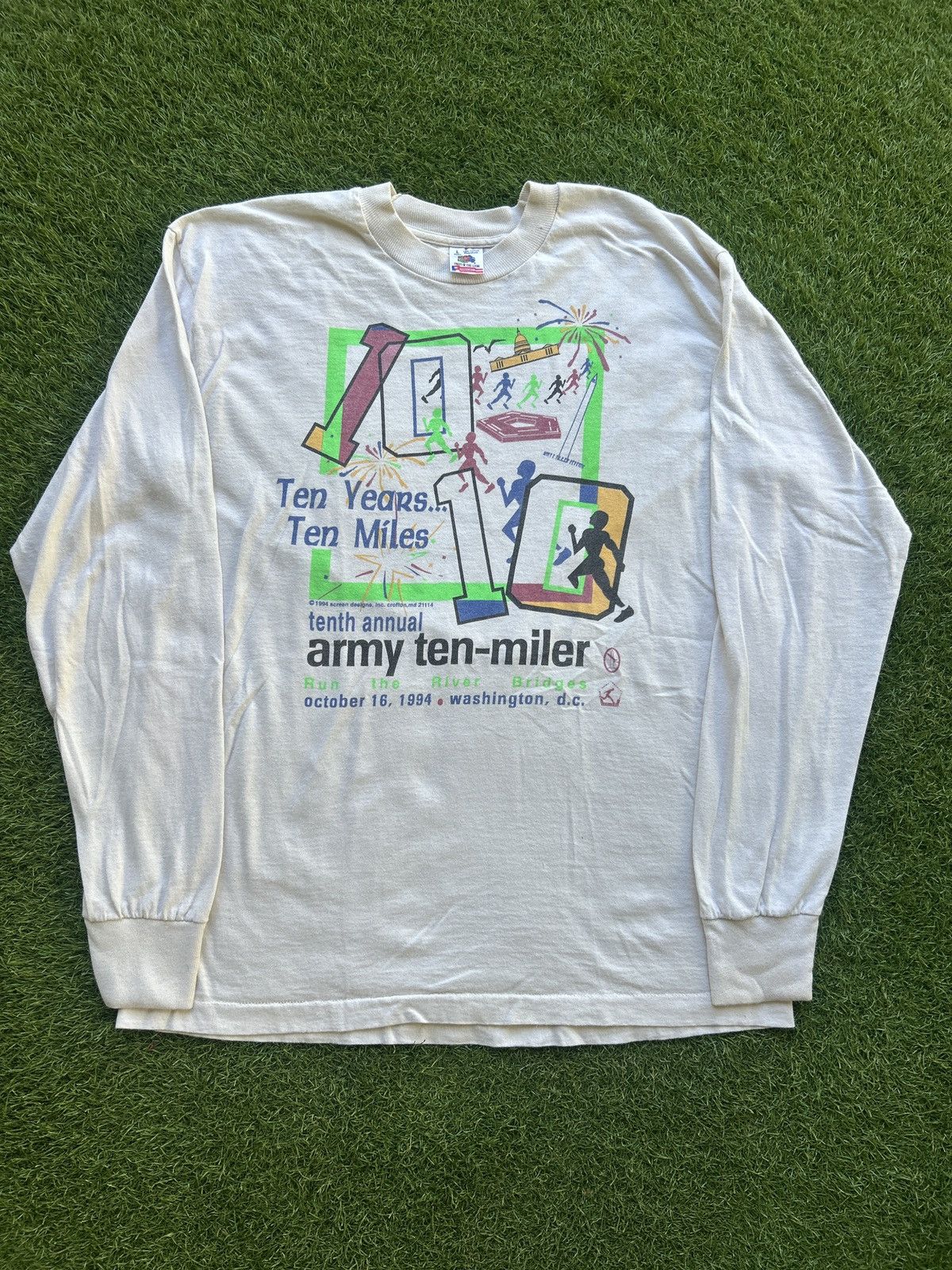 Vintage Vintage 1994 Army Ten Miler Long Sleeve T Shirt Size US L / EU 52-54 / 3 - 1 Thumbnail