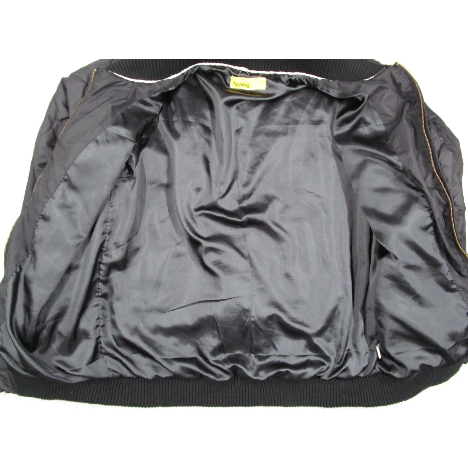 Logo 7 Analog Jacket Mens Large Black Quilted Bomber Full Zip Ribbed Hem Cuffs Logo Size US L / EU 52-54 / 3 - 3 Thumbnail