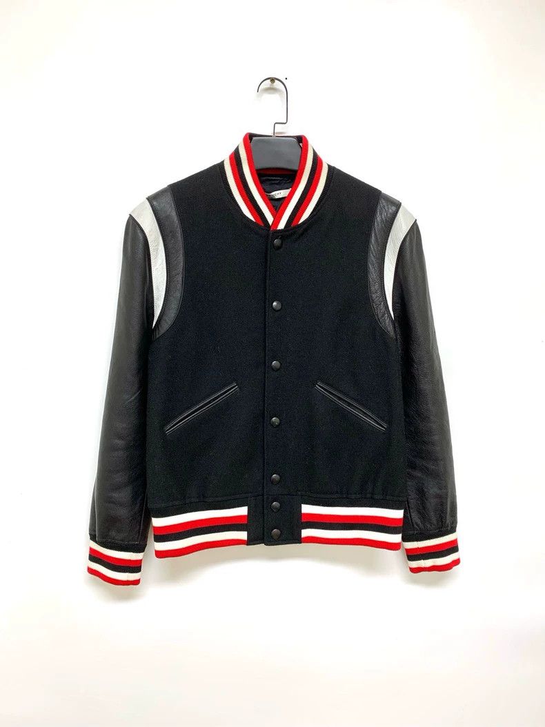 Givenchy Givenchy Size50 Leather-trimmed Striped Baseball Jacket, Si Size US M / EU 48-50 / 2 - 1 Thumbnail