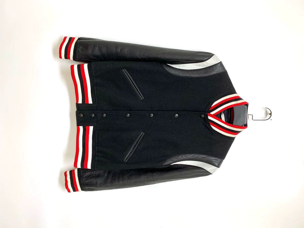 Givenchy Givenchy Size50 Leather-trimmed Striped Baseball Jacket, Si Size US M / EU 48-50 / 2 - 1 Thumbnail