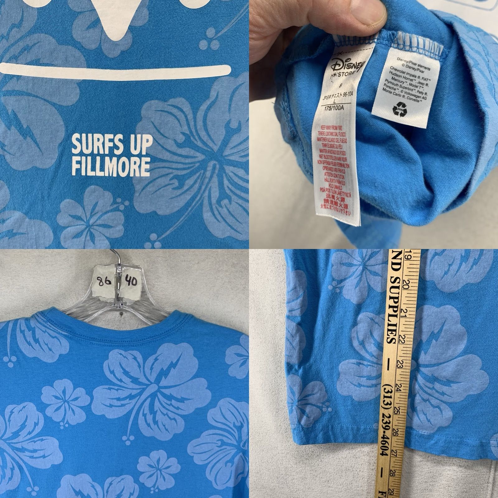 Disney Disney Cars Fillmore Graphic T-Shirt Men Women All Over Hibiscus Print Cotton Small Size US S / EU 44-46 / 1 - 8 Thumbnail