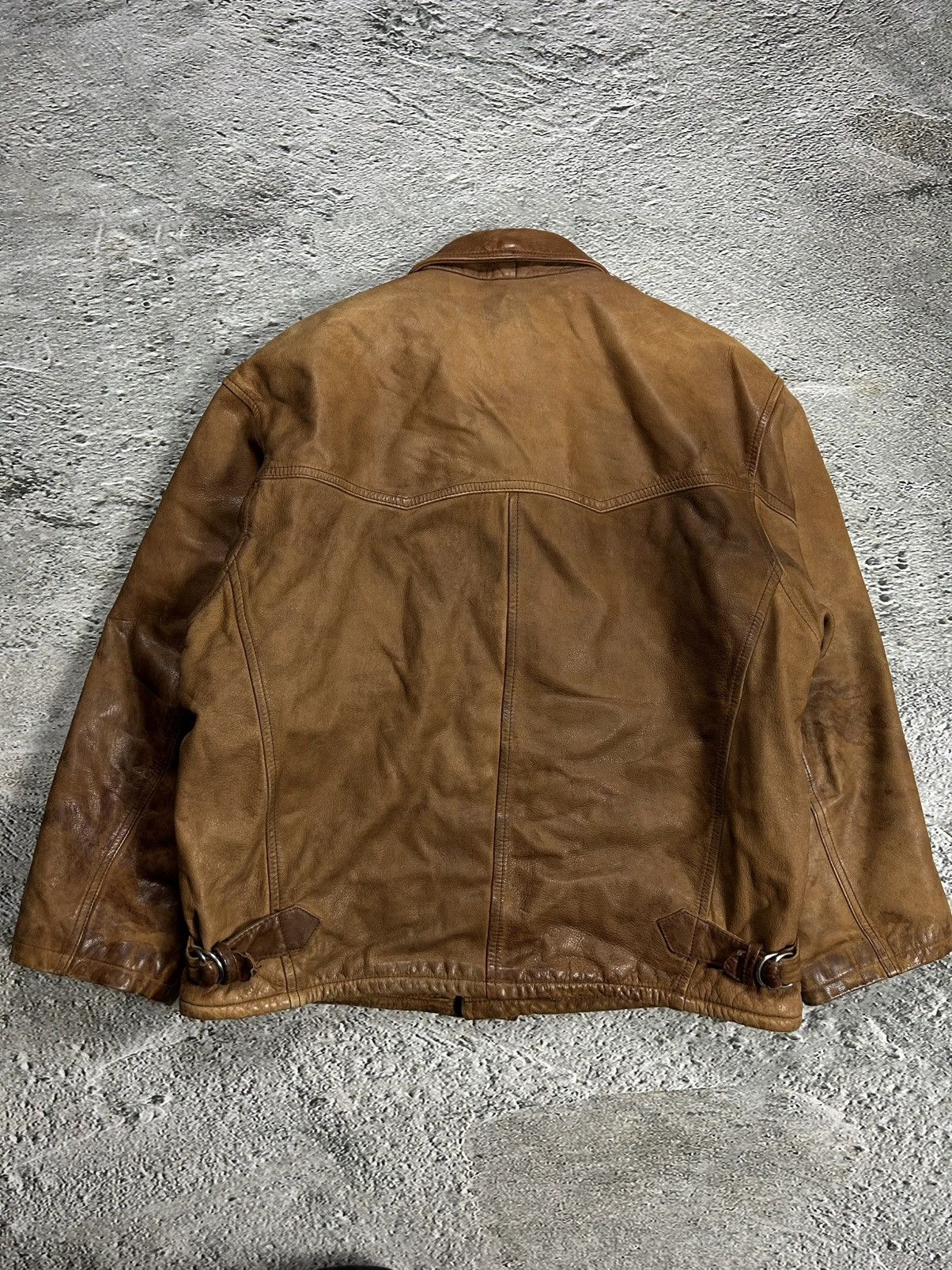 Vintage Vintage Leather Jacket Wool Lining Viscose Brown FourX Size US L / EU 52-54 / 3 - 11 Thumbnail
