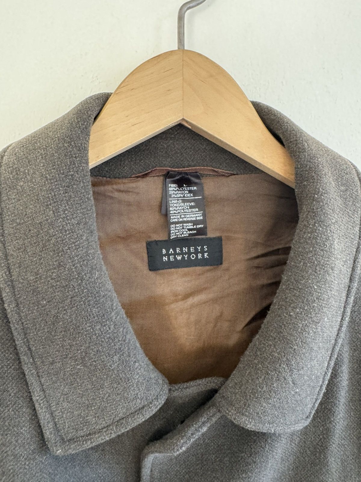 Barneys New York Overcoat Olive Brown Germany Polyester Car Coat Size US L / EU 52-54 / 3 - 3 Thumbnail