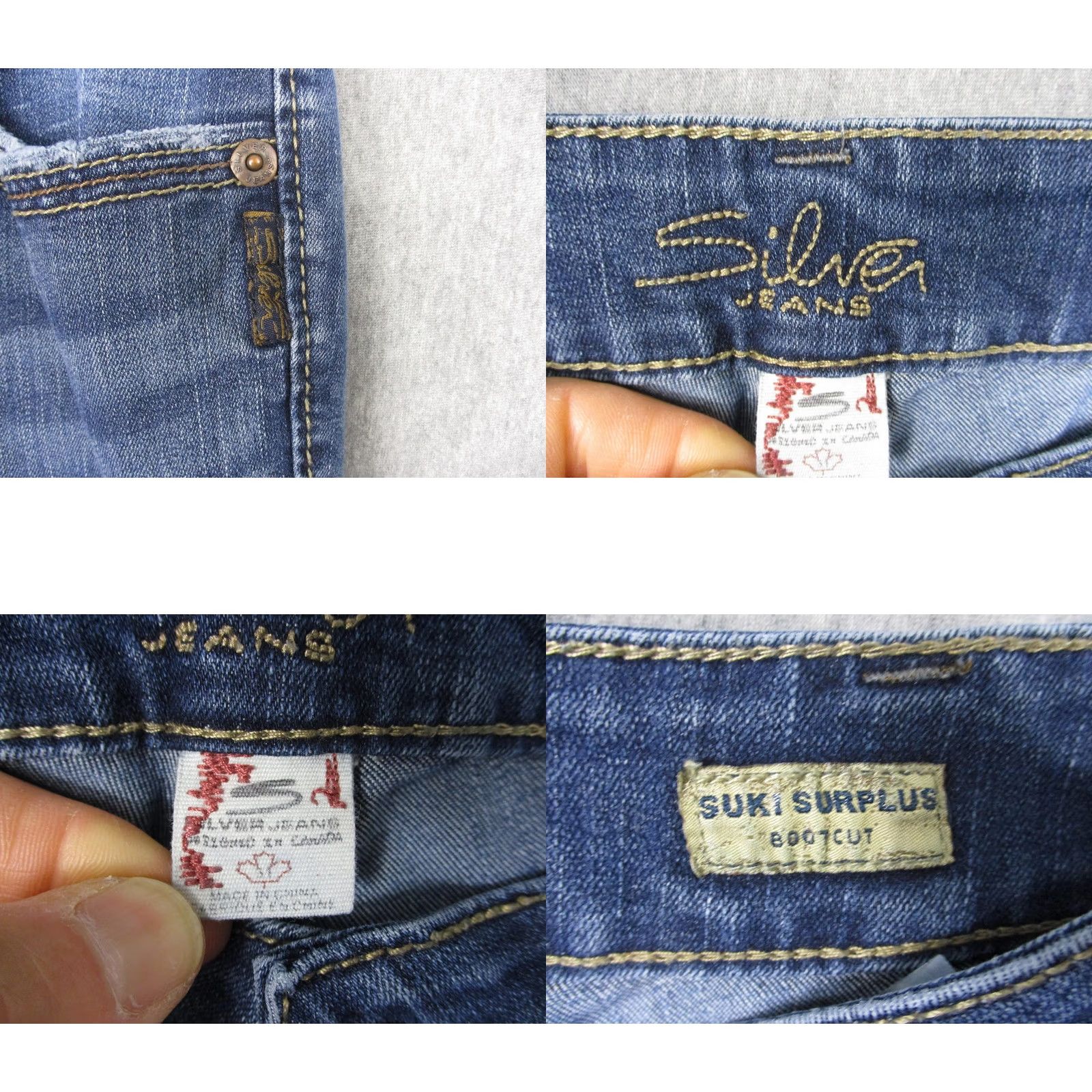 Silver Jeans Co. Silver Jeans Suki Surplus Jeans Womens 31x32 Blue Medium Wash Bootcut Denim Jeans Women's W31 L32 Size 24" / US 00 / IT 34 - 10 Thumbnail