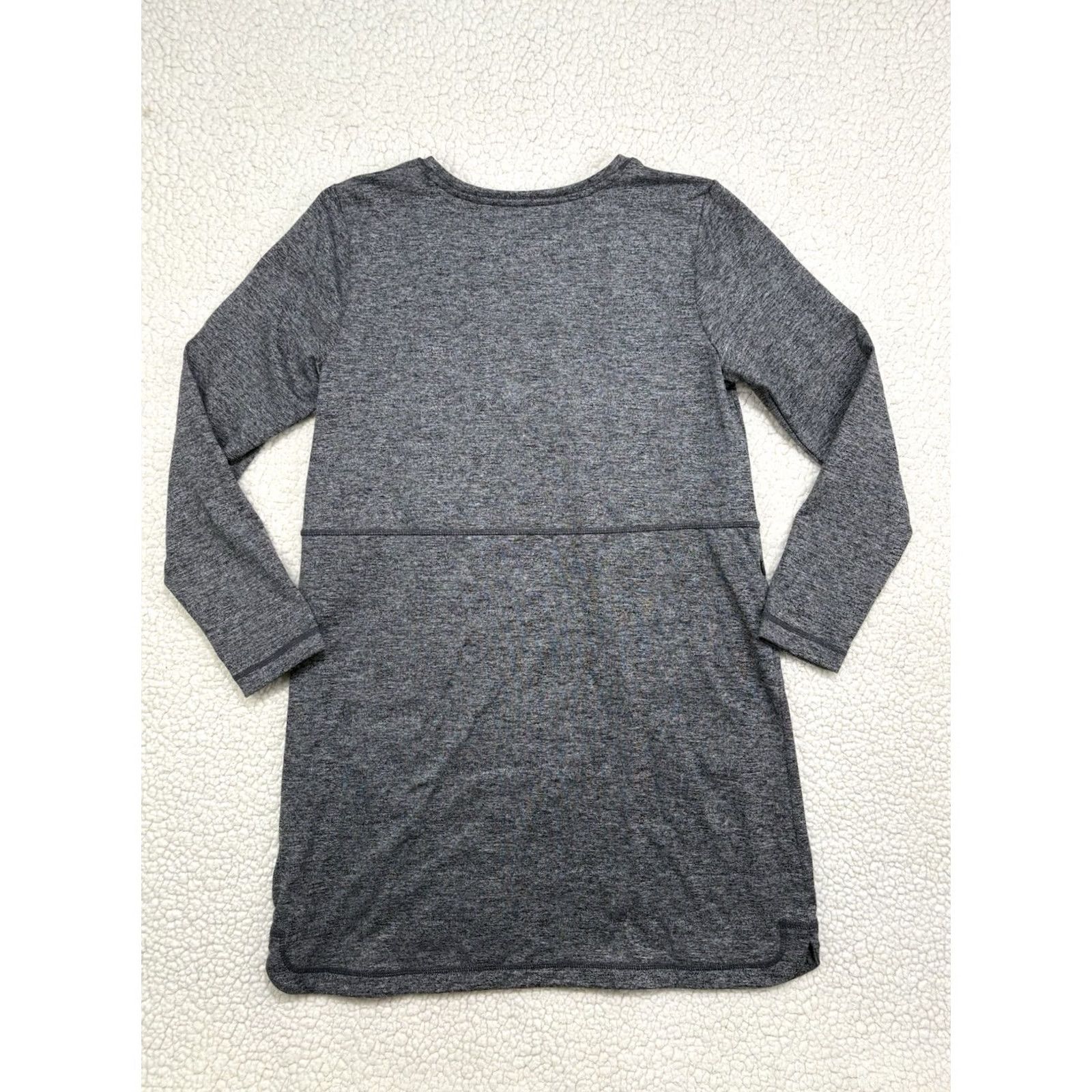 J. Jill J Jill Fit Marled Shirttail Dress Long Sleeve Gray Relaxed Midi Pockets Sz S Petts? Size S / US 4 / IT 40 - 4 Thumbnail
