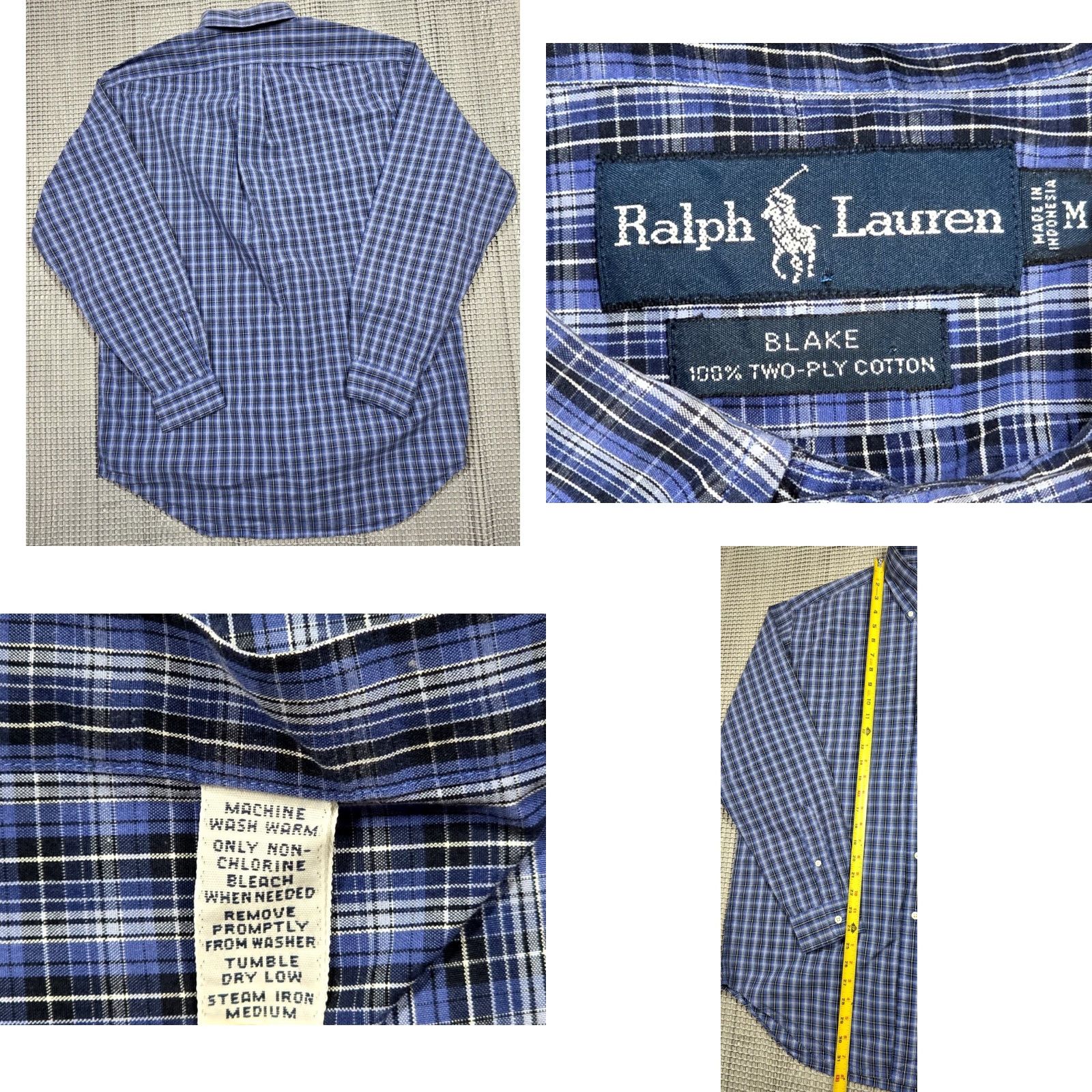 Polo Ralph Lauren VTG Polo Ralph Lauren Long Sleeve Twill Button Up Plaid Blue Shirt Mens M Blake Size US M / EU 48-50 / 2 - 8 Thumbnail