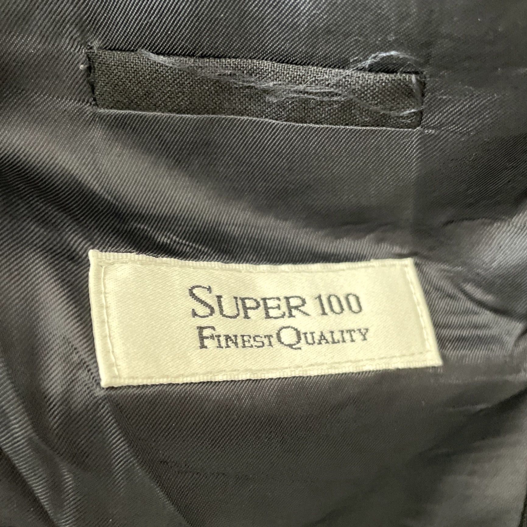 Hugo Boss HUGO BOSS Blazer Mens 44R Black Pinstripe Wool 2-Button Notch Lapel Flat Front Regular Jacket Coat Size 44R - 5 Thumbnail