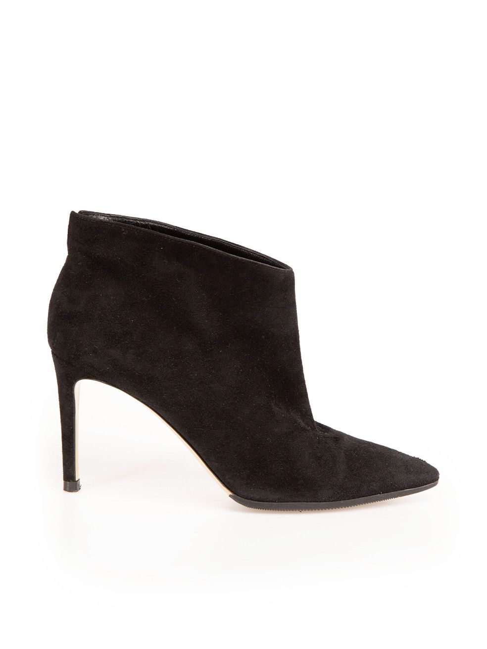 image of Gianvito Rossi Black Suede Ankle Point-Toe Boots, Women's (Size 8)
