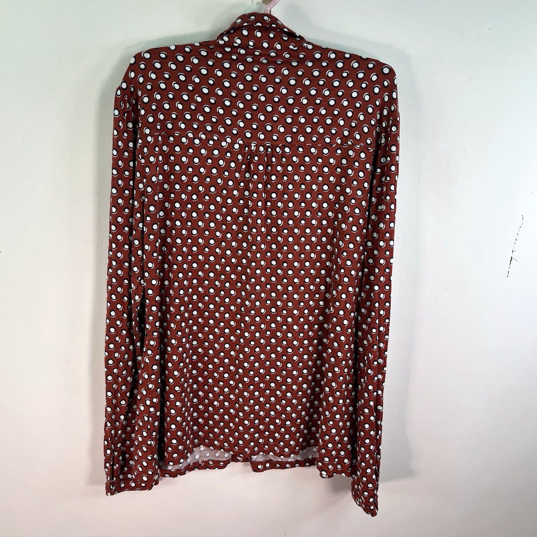 Vintage Long Tail Sally Polka Dot Jersey Blouse Womens Size L Orange Long Sleeve Tunic NWT Size L / US 10 / IT 46 - 7 Thumbnail