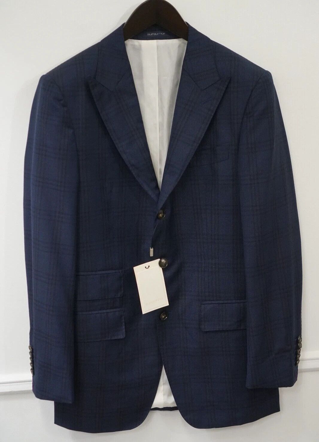 Suitsupply Men Suitsupply Blazer 130's Wool Washington Plaid Blue US38 Size 38R - 1 Thumbnail