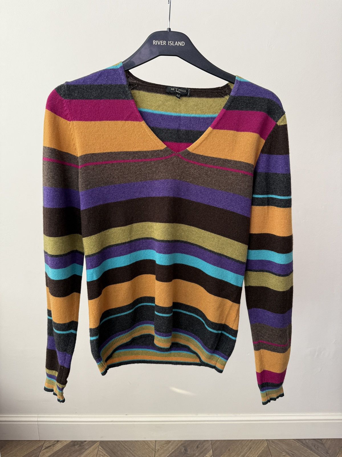 Etro Vintage Etro Milano V-Neck Striped women’s Sweater Size M / US 6-8 / IT 42-44 - 2 Thumbnail