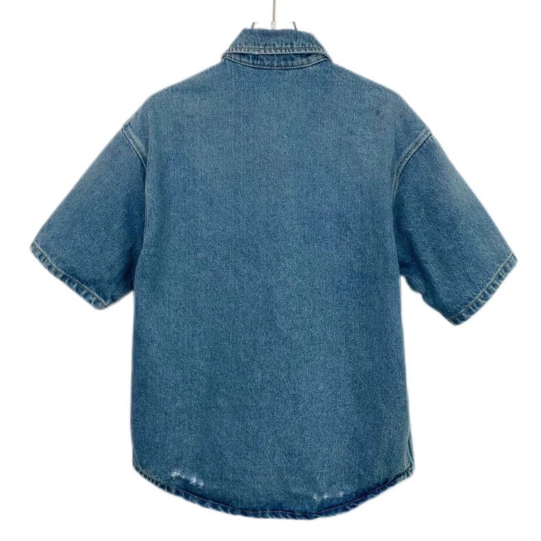 Prada PradaSize 36 22 blue triangle cotton lapel short-sleeved sh Size US XXS / EU 40 - 2 Thumbnail
