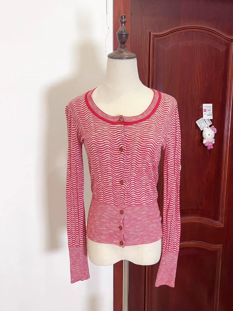 Vivienne Westwood Vivienne Westwood Red wavy knit top Size M / US 6-8 / IT 42-44 - 1 Thumbnail