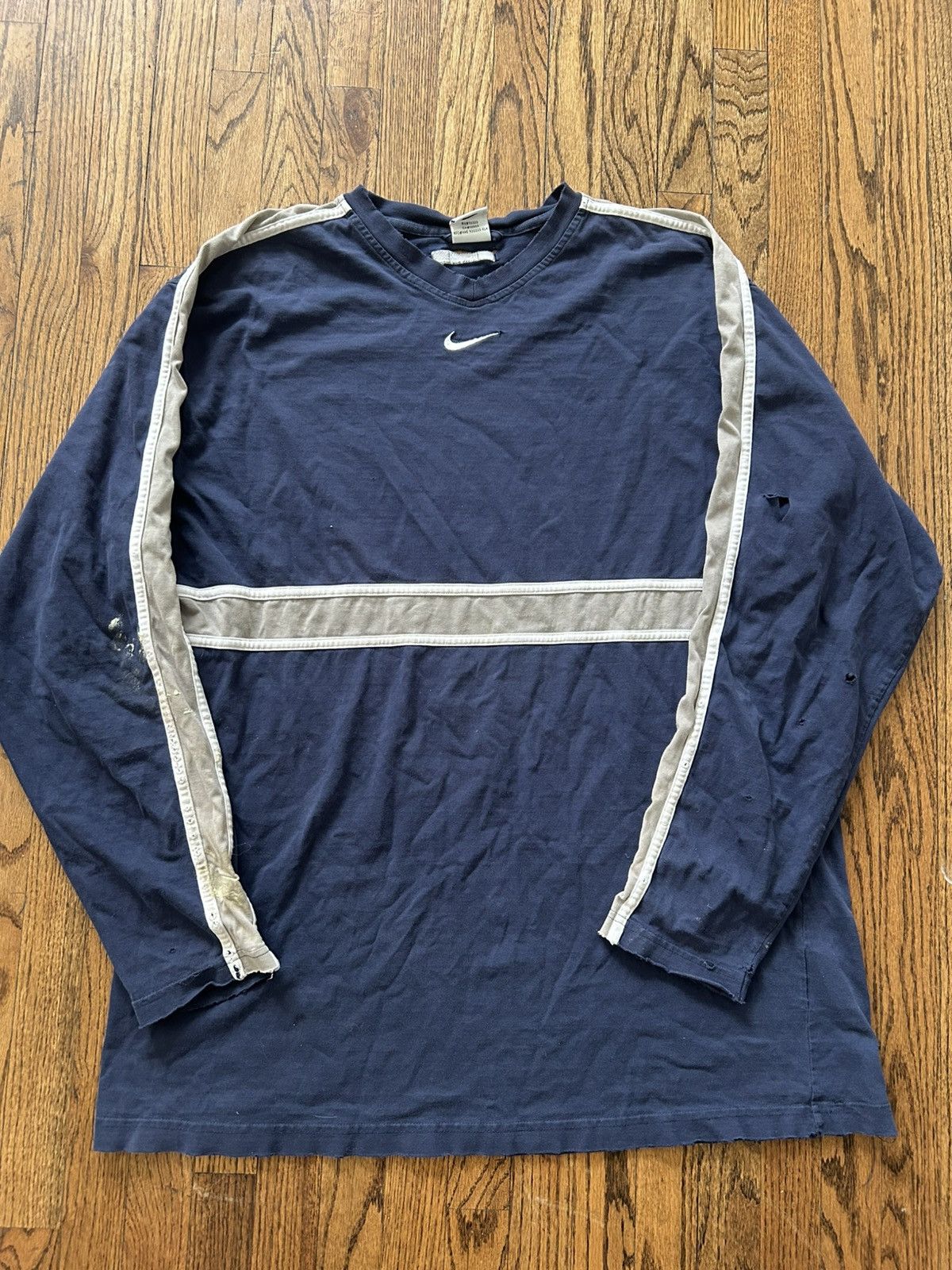 Nike Nike center swoosh ling sleeve striped shirt Size US XL / EU 56 / 4 - 1 Thumbnail