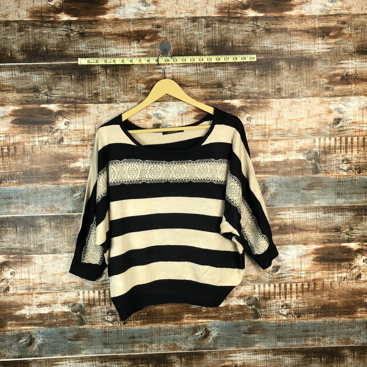 Japanese Brand Oversized Page Boy Stripe Brown Knitwear #A965 Size XL / US 12-14 / IT 48-50 - 1 Thumbnail