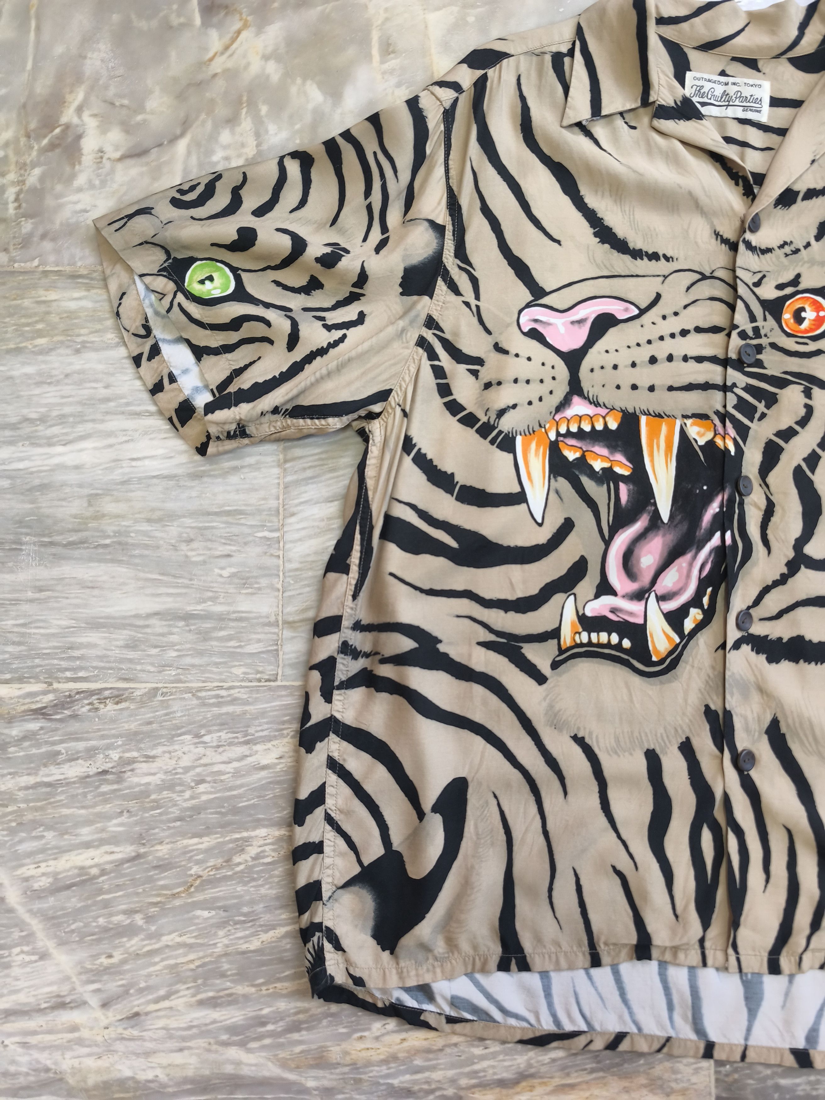 Wacko Maria Guilty Parties 22SS Tim Lehi Tiger Hawaiian Polo Size US M / EU 48-50 / 2 - 2 Thumbnail