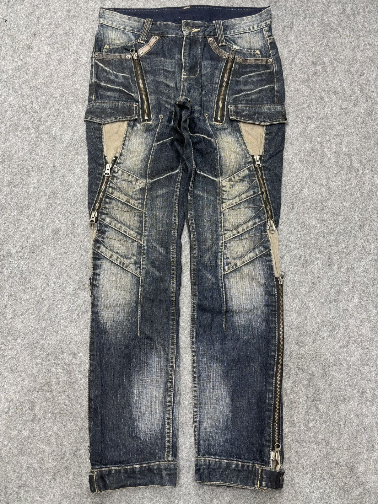 PPFM 💥Crazy Design💥PPFM Very Rare Zipper Biker Jeans F633 Size US 32 / EU 48 - 16 Thumbnail