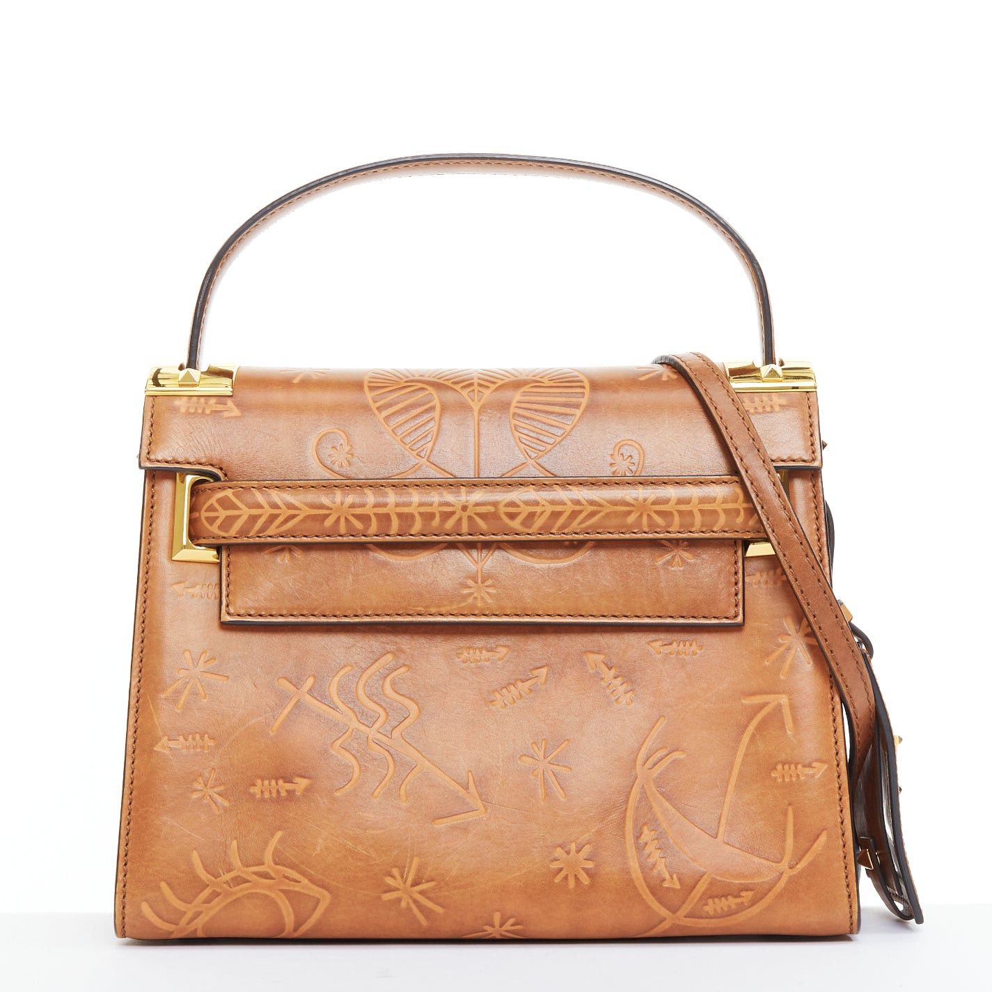 Valentino VALENTINO 2017 Santeria My Rockstud brown embossed top handle satchel bag Size ONE SIZE - 1 Thumbnail